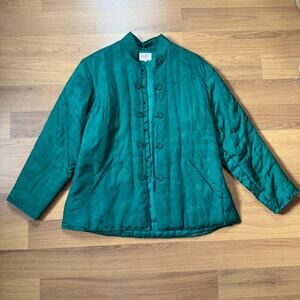 Women’s Vintage Plum Blossom Green Velveteen Embroidered Chinese Jacket Sz XL